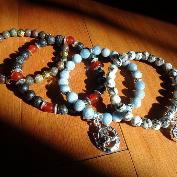 Men's stretch bracelets, double-strung, made-to-order by Carole With an E! - Picture 3 of 9